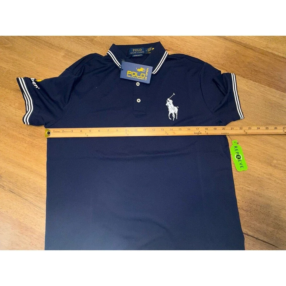 NWT US Open Polo Ralph Lauren Umpire Polo Shirt Navy Medium Tennis Navy Pony